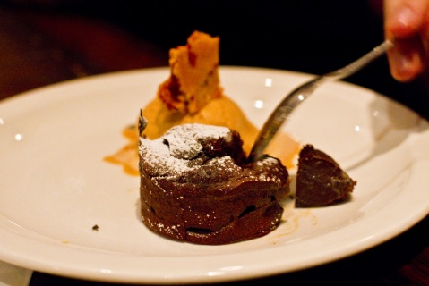 Dry all the way through: the chocolate fondant